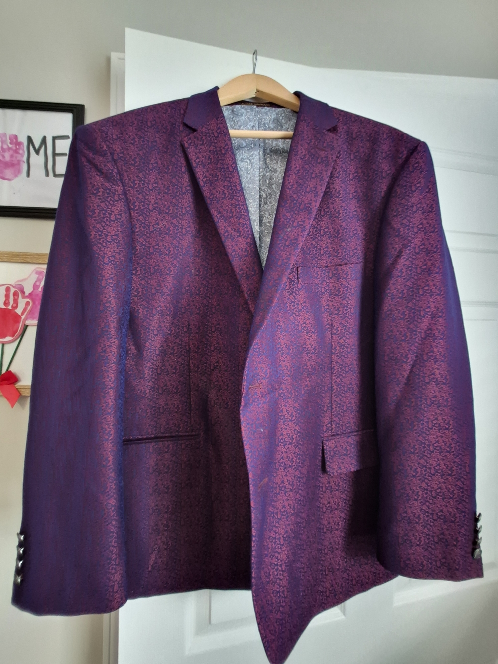 Pierre Laurant Purple Patterned Men's Blazer - Stylish Evening Jacket